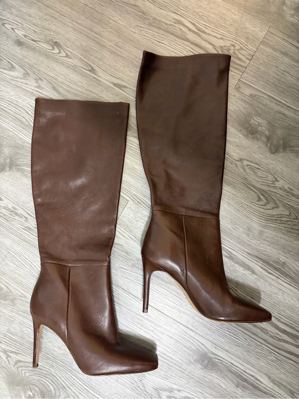 Women's Tall Brown Leather Stiletto Boots